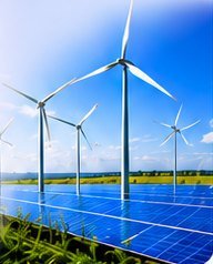 Wind turbines above solar panels