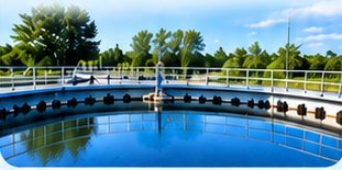 Water treatment tank surrounded by trees